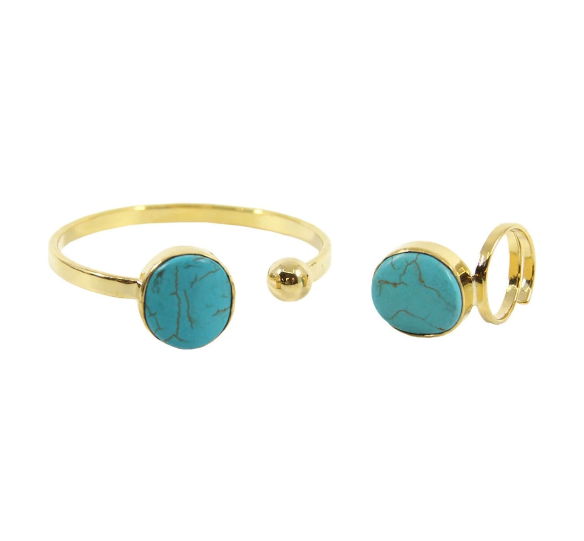 Brass & turquoise set