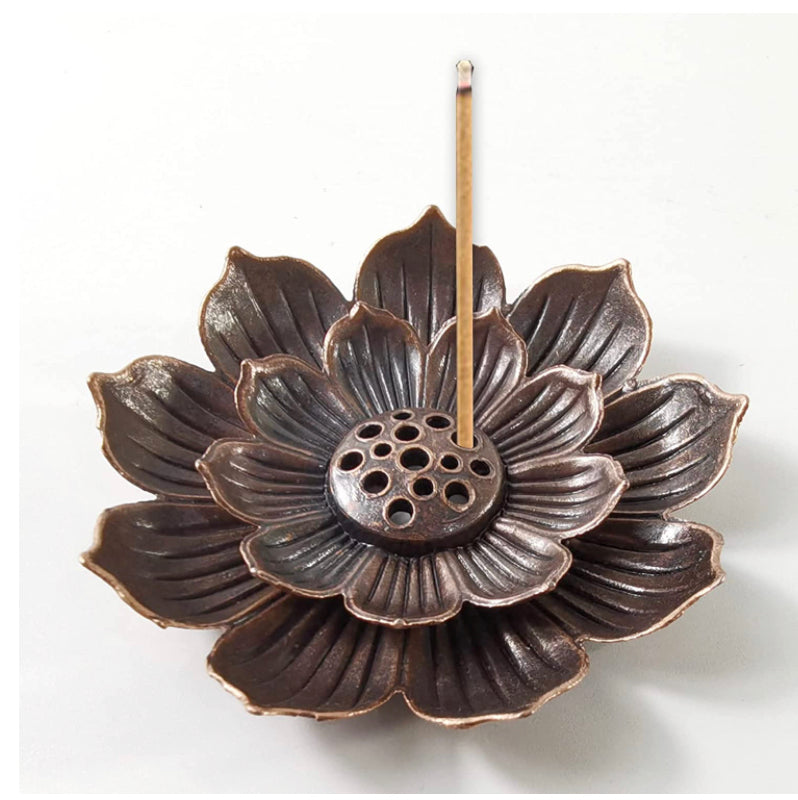 Brass lotus incense holder