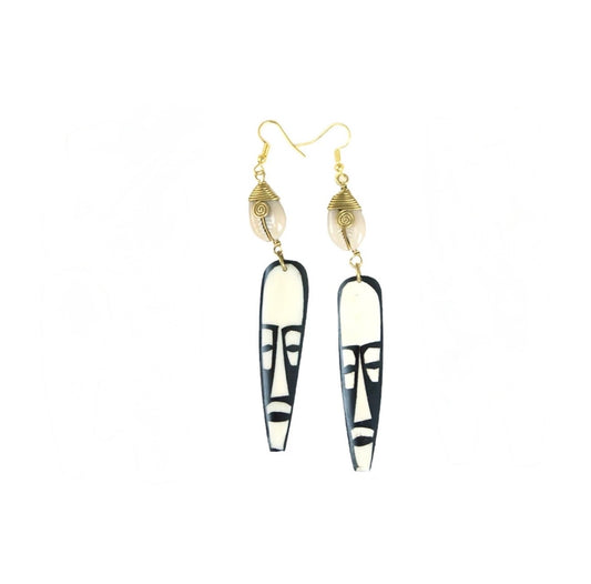 Bone Mask & Shell Earrings