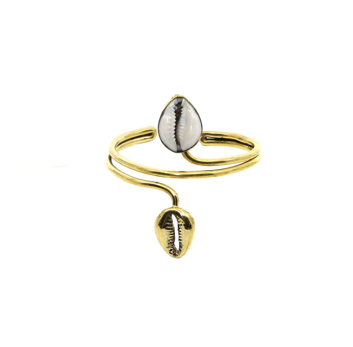 Cowrie shell adjustable brass bracelets
