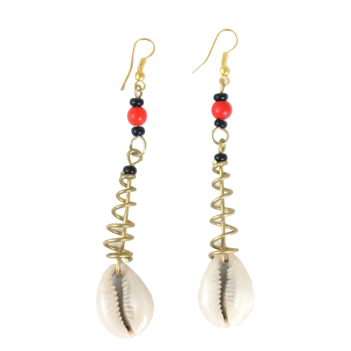 Spiral cowrie shell earrings