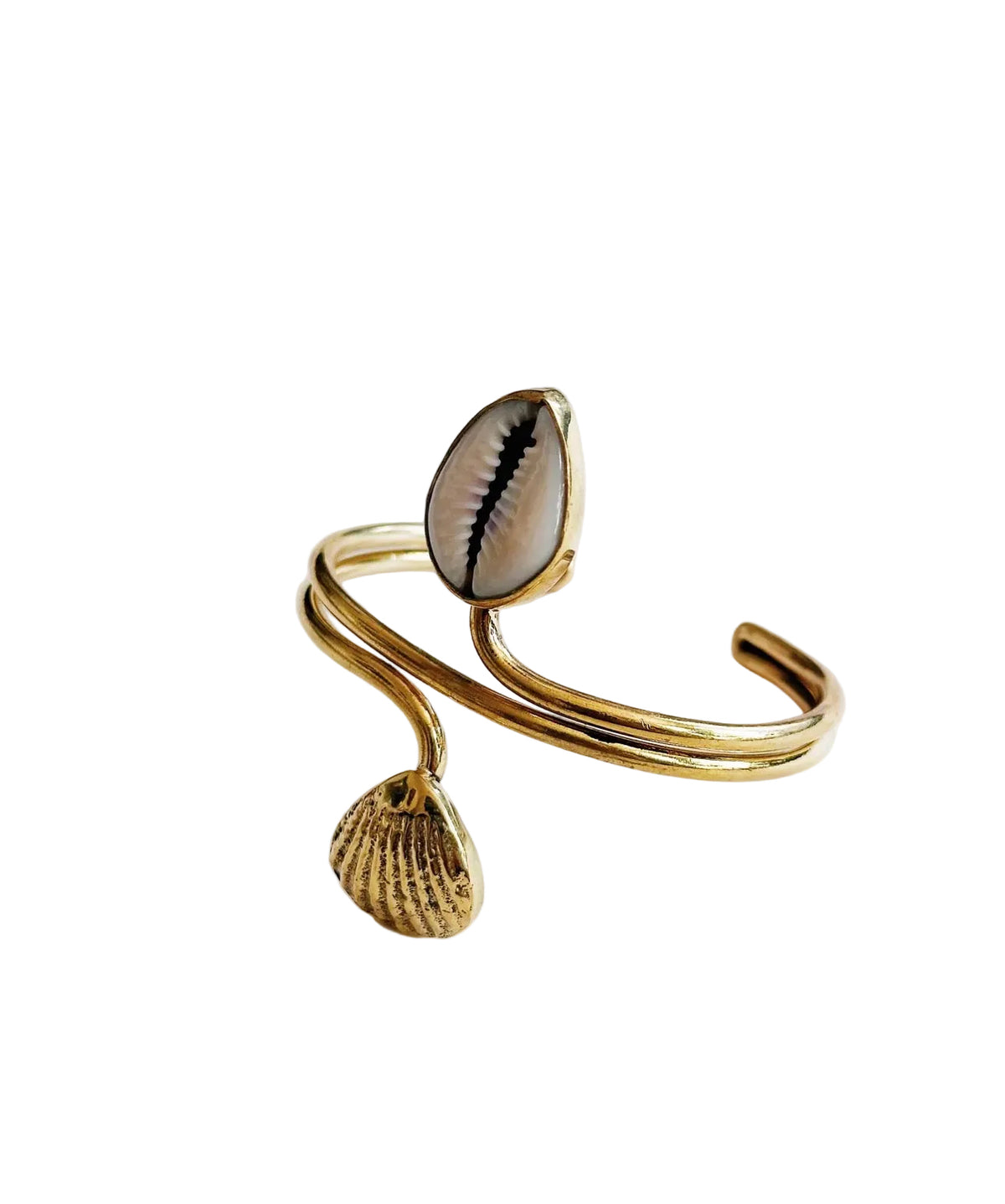 Cowrie shell adjustable brass bracelets
