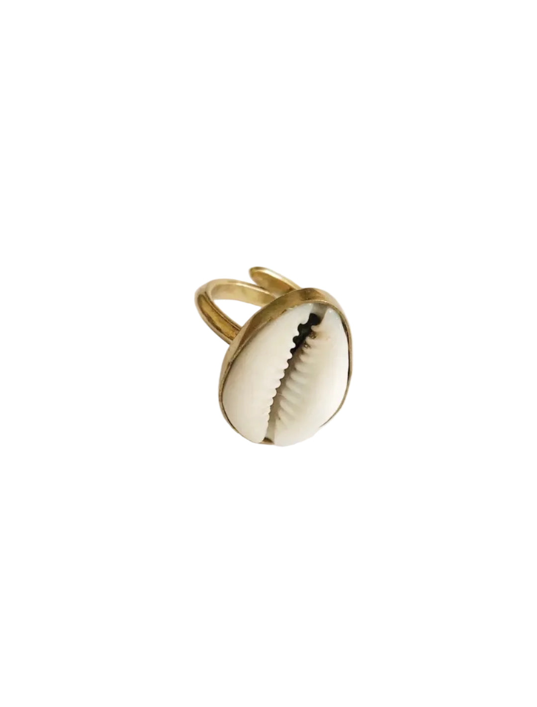 Cowrie shell brass ring