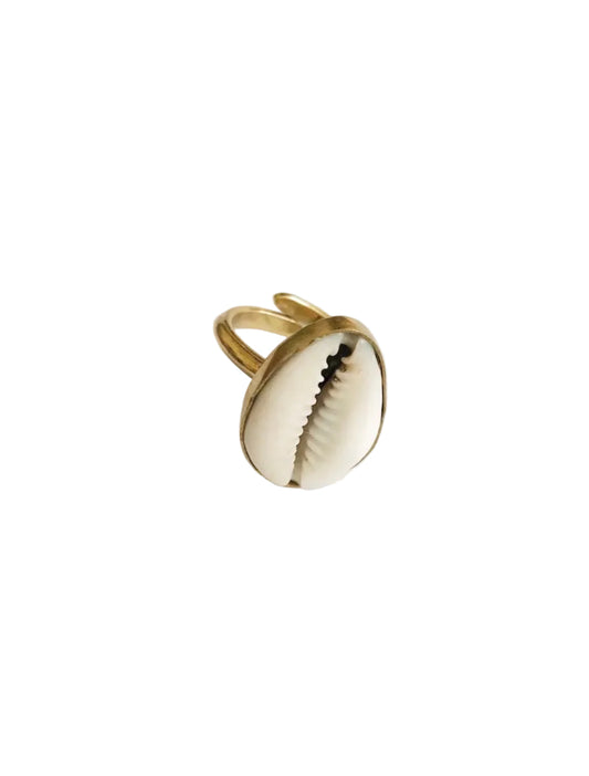 Cowrie shell brass ring