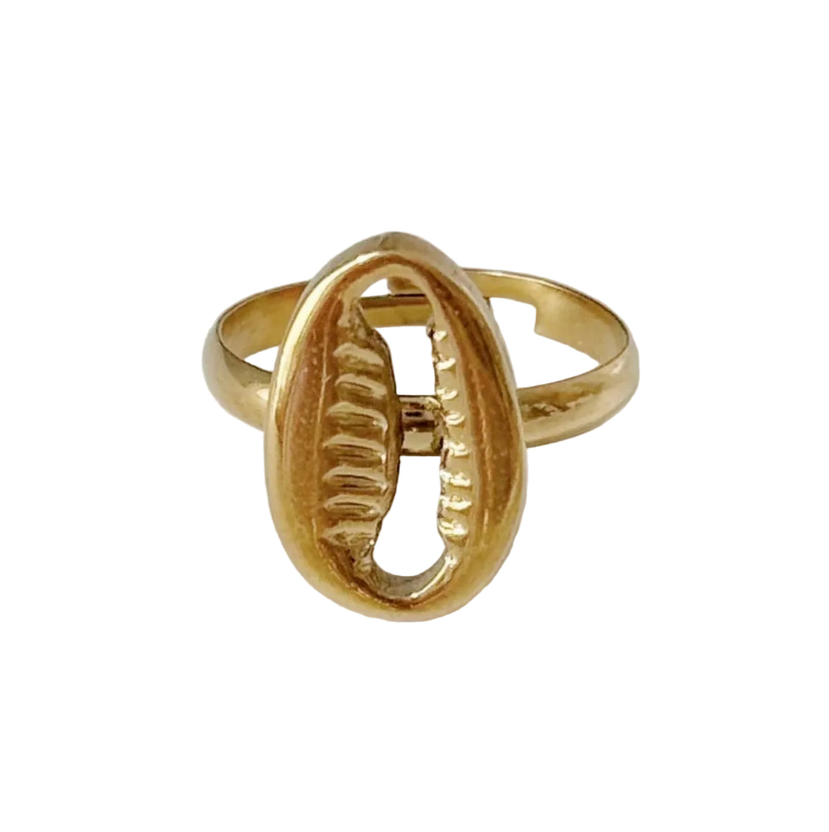 18k platted cowrie shell ring
