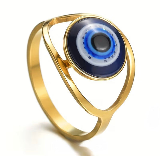 Gold evil eye ring