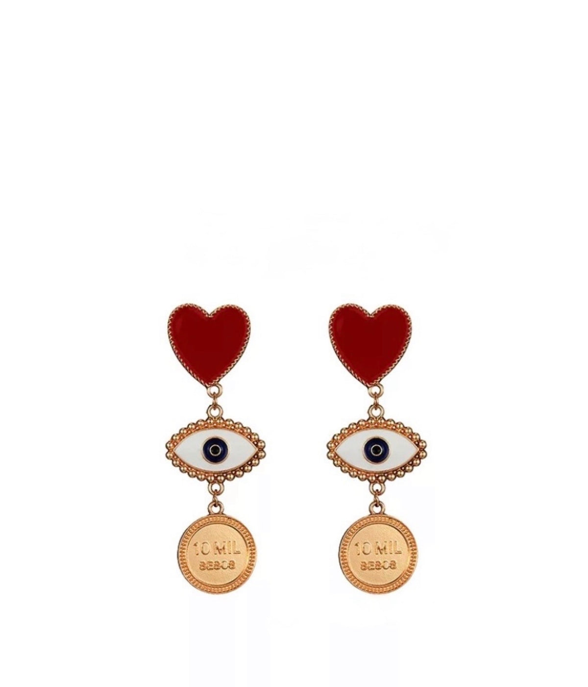 Evil eye heart earing