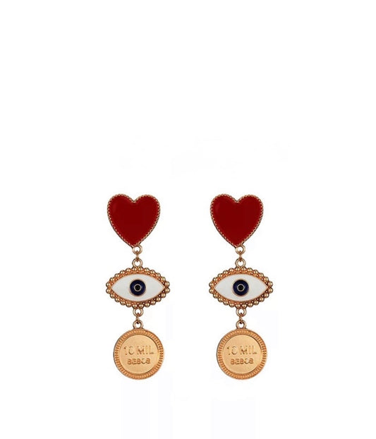 Evil eye heart earing