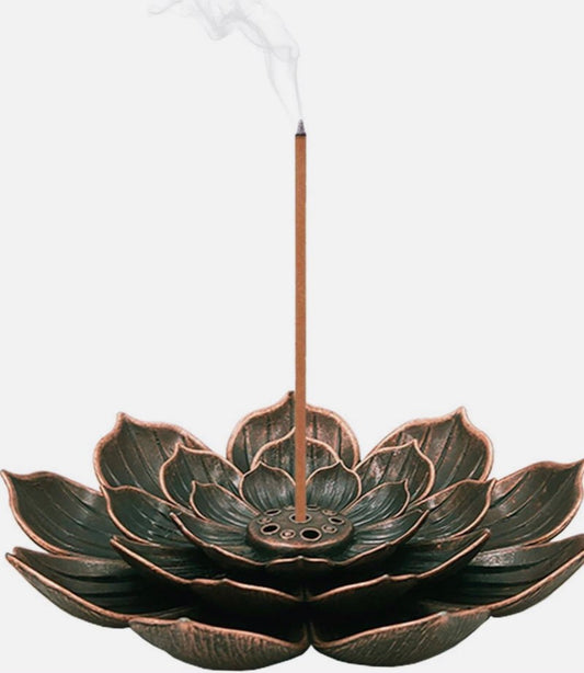 Brass lotus incense holder
